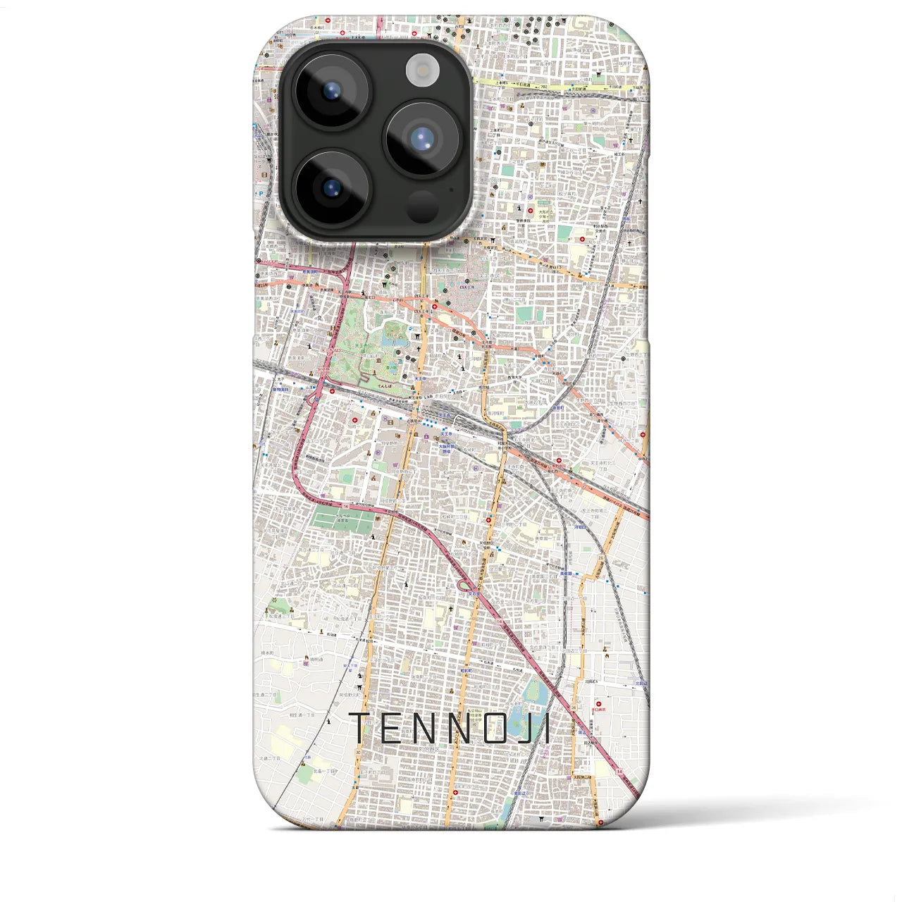 【天王寺】地図柄iPhoneケース（バックカバータイプ・ナチュラル）iPhone 15 Pro Max 用