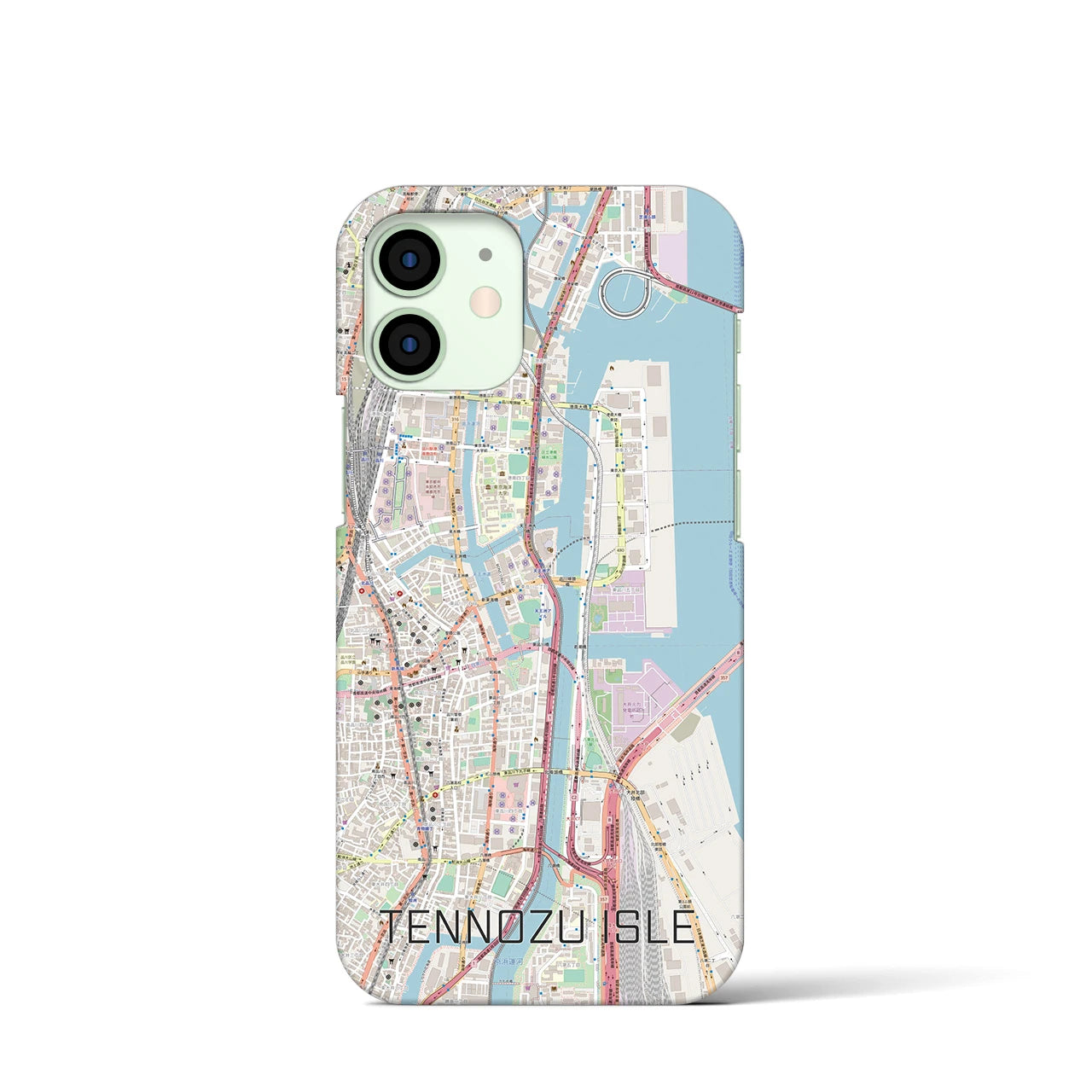 【天王洲アイル】地図柄iPhoneケース（バックカバータイプ・ナチュラル）iPhone 12 mini 用