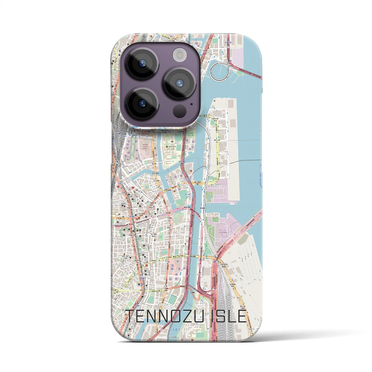 【天王洲アイル】地図柄iPhoneケース（バックカバータイプ・ナチュラル）iPhone 14 Pro 用