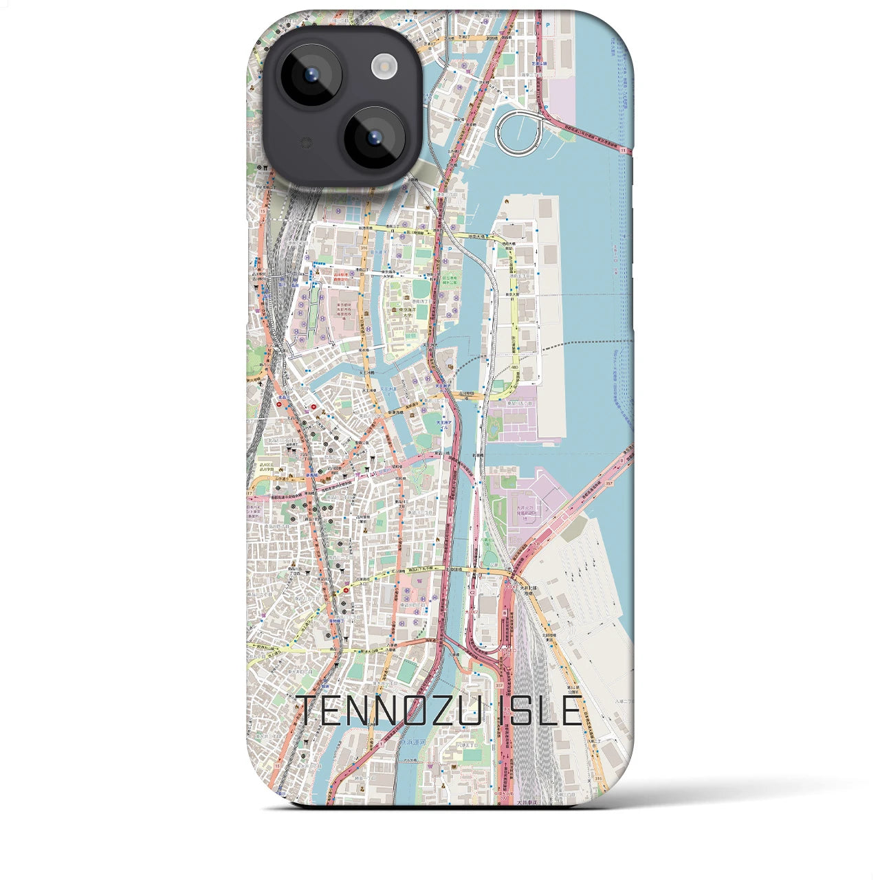 【天王洲アイル】地図柄iPhoneケース（バックカバータイプ・ナチュラル）iPhone 14 Plus 用