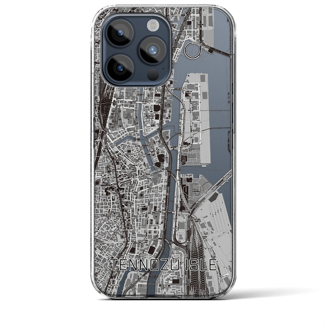 【天王洲アイル】地図柄iPhoneケース（クリアタイプ・モノトーン）iPhone 15 Pro Max 用