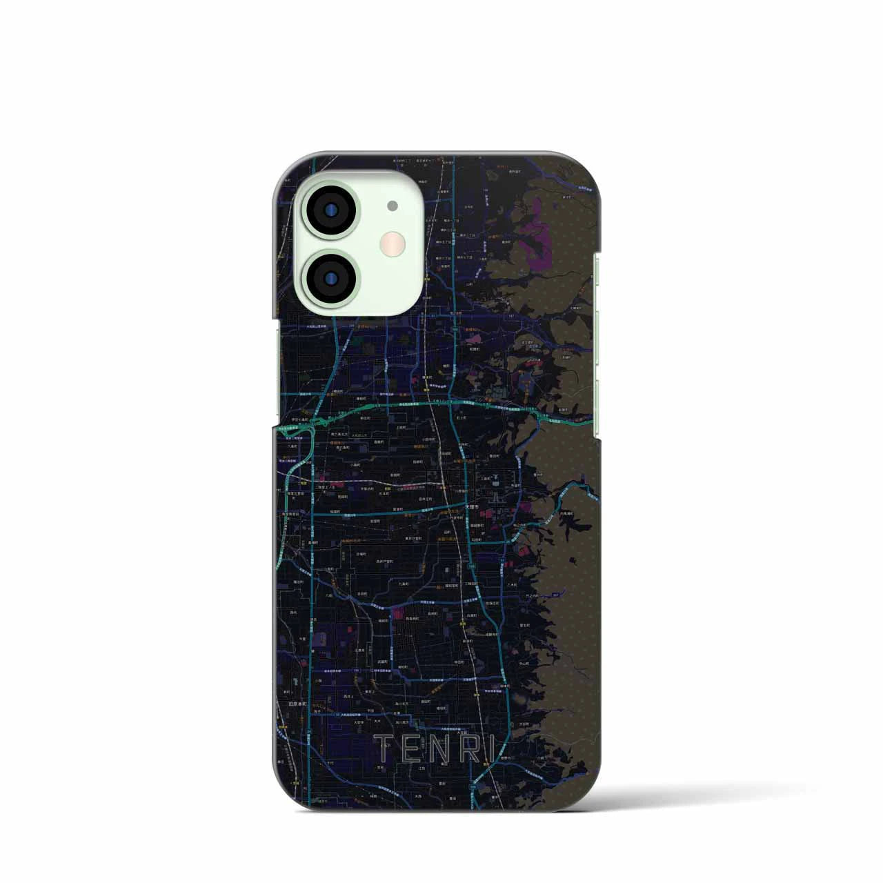 【天理】地図柄iPhoneケース（バックカバータイプ・ブラック）iPhone 12 mini 用