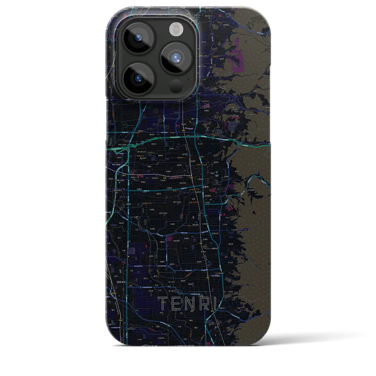 【天理】地図柄iPhoneケース（バックカバータイプ・ブラック）iPhone 15 Pro Max 用