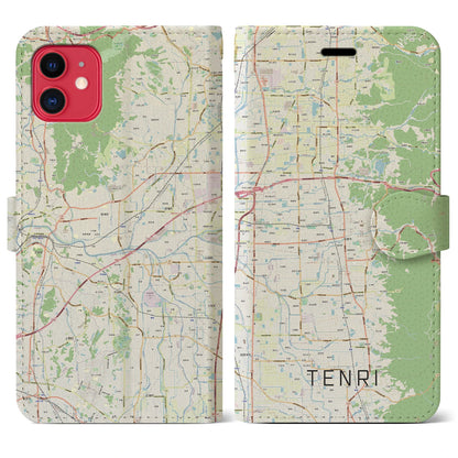 【天理（奈良県）】地図柄iPhoneケース（手帳タイプ）ナチュラル・iPhone 11 用