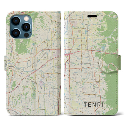【天理（奈良県）】地図柄iPhoneケース（手帳タイプ）ナチュラル・iPhone 12 / 12 Pro 用