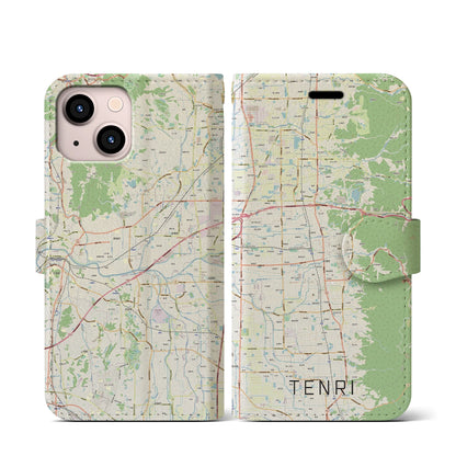 【天理（奈良県）】地図柄iPhoneケース（手帳タイプ）ナチュラル・iPhone 13 mini 用