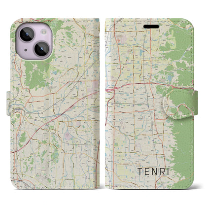 【天理（奈良県）】地図柄iPhoneケース（手帳タイプ）ナチュラル・iPhone 14 用