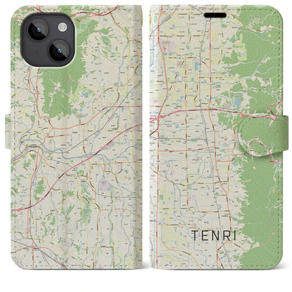 【天理（奈良県）】地図柄iPhoneケース（手帳タイプ）ナチュラル・iPhone 14 Plus 用