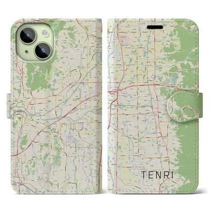 【天理（奈良県）】地図柄iPhoneケース（手帳タイプ）ナチュラル・iPhone 15 用