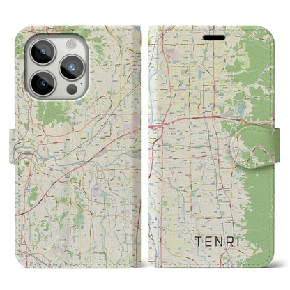 【天理（奈良県）】地図柄iPhoneケース（手帳タイプ）ナチュラル・iPhone 15 Pro 用