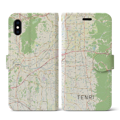 【天理（奈良県）】地図柄iPhoneケース（手帳タイプ）ナチュラル・iPhone XS / X 用