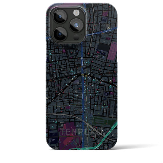 【天六】地図柄iPhoneケース（バックカバータイプ・ブラック）iPhone 15 Pro Max 用