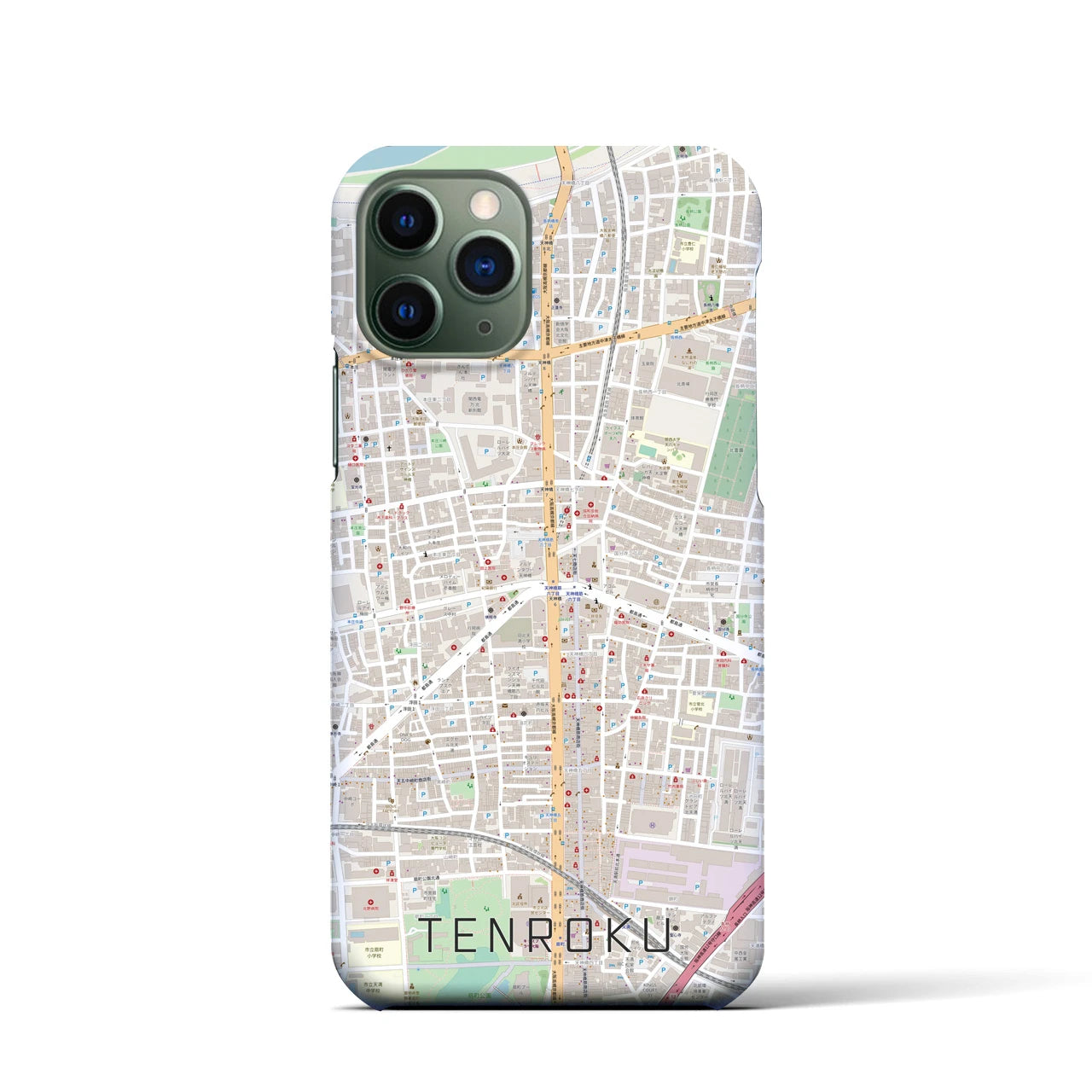【天六】地図柄iPhoneケース（バックカバータイプ・ナチュラル）iPhone 11 Pro 用