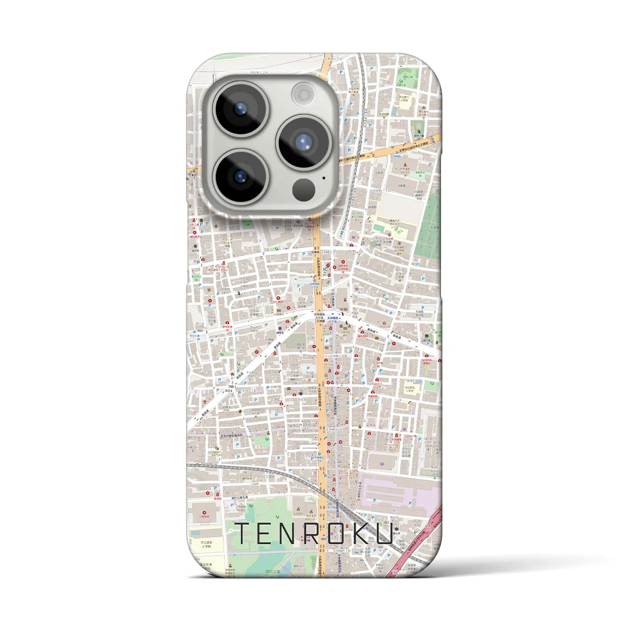 【天六】地図柄iPhoneケース（バックカバータイプ・ナチュラル）iPhone 15 Pro 用