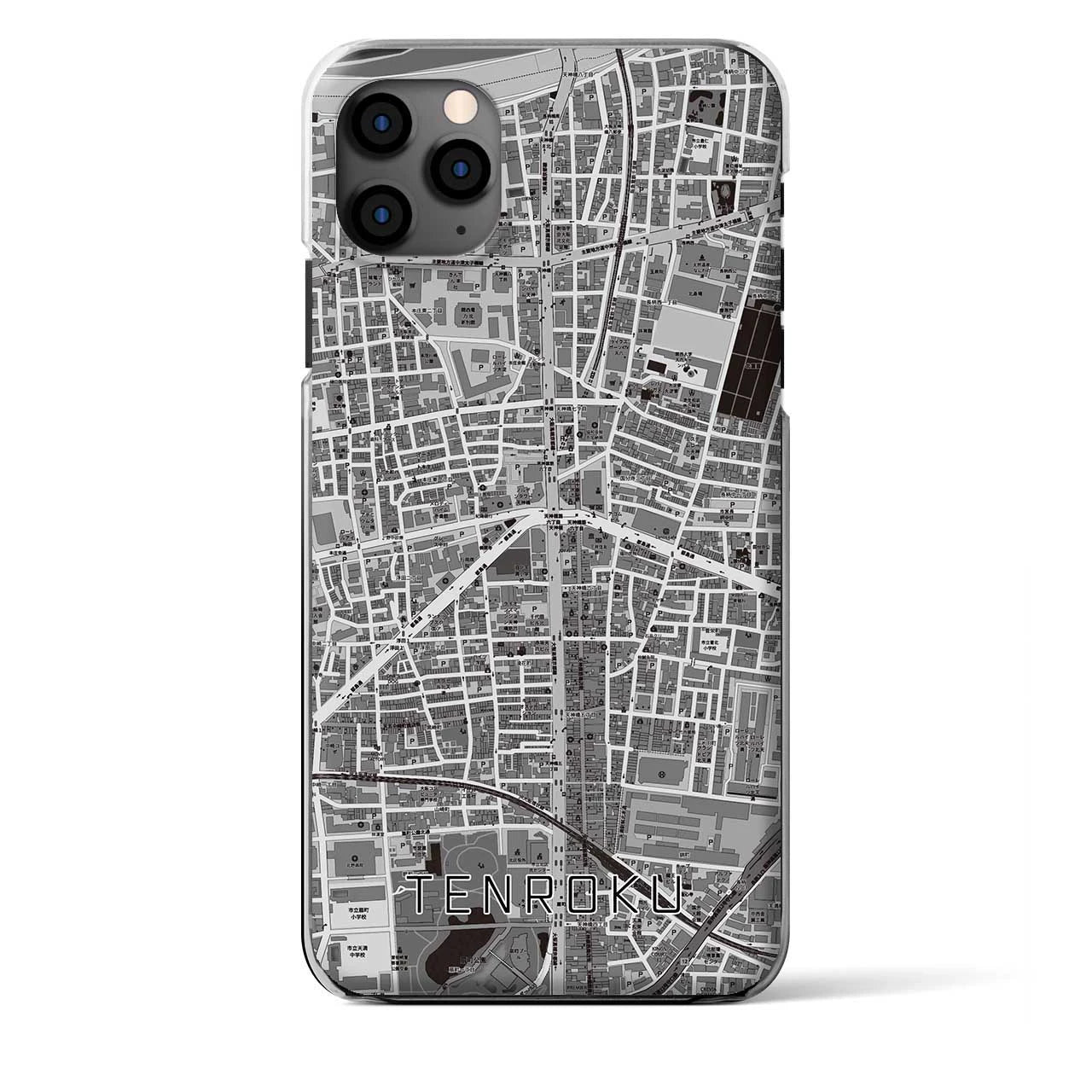 【天六】地図柄iPhoneケース（クリアタイプ・モノトーン）iPhone 11 Pro Max 用