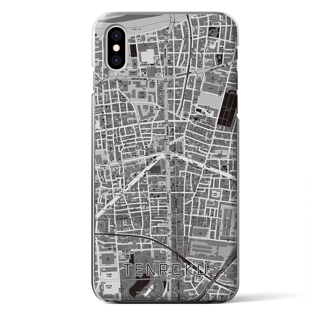 【天六】地図柄iPhoneケース（クリアタイプ・モノトーン）iPhone XS Max 用
