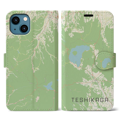 【弟子屈（北海道）】地図柄iPhoneケース（手帳タイプ）ナチュラル・iPhone 13 用