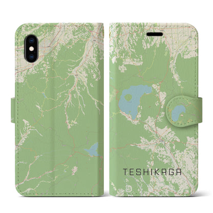 【弟子屈（北海道）】地図柄iPhoneケース（手帳タイプ）ナチュラル・iPhone XS / X 用