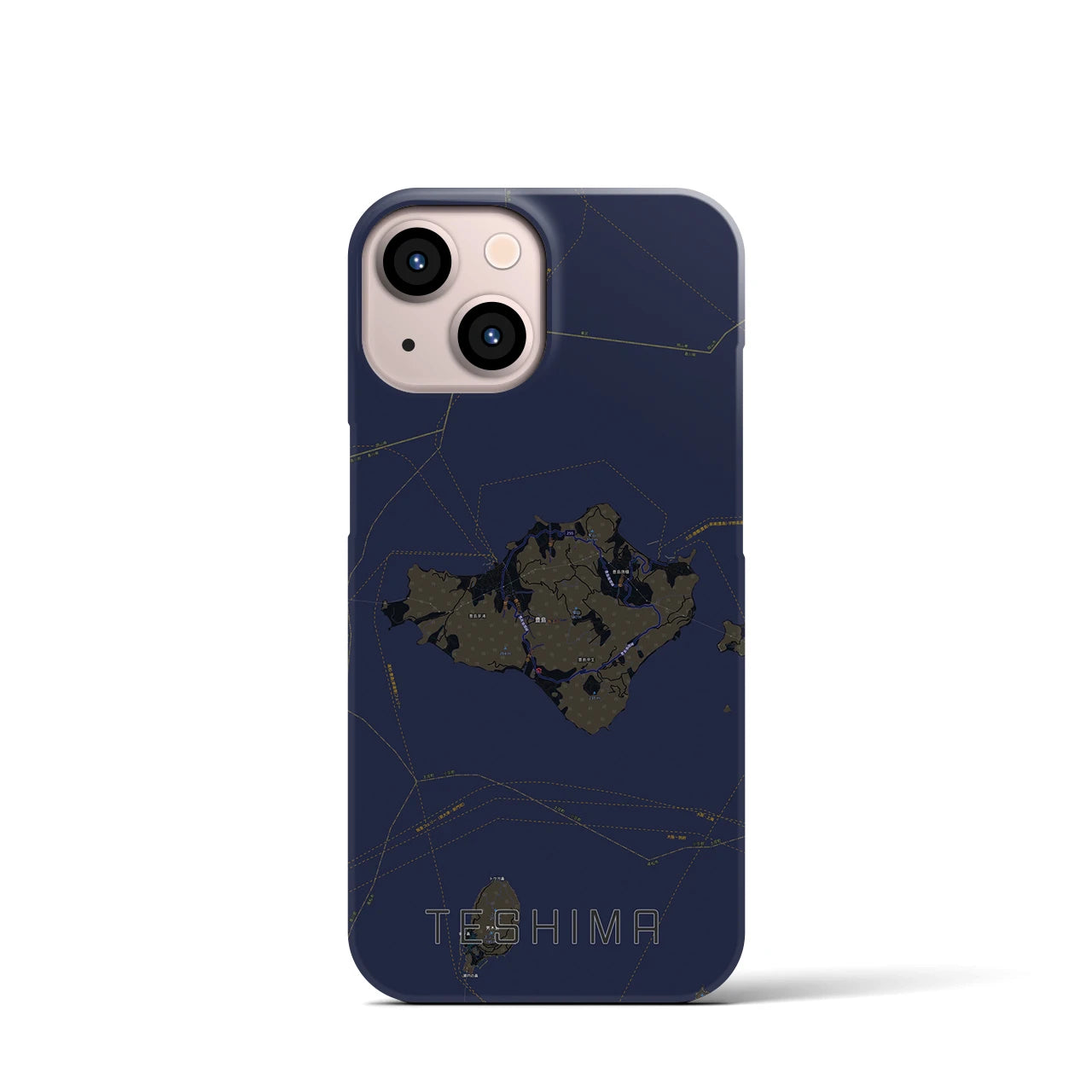 【豊島】地図柄iPhoneケース（バックカバータイプ・ブラック）iPhone 13 mini 用