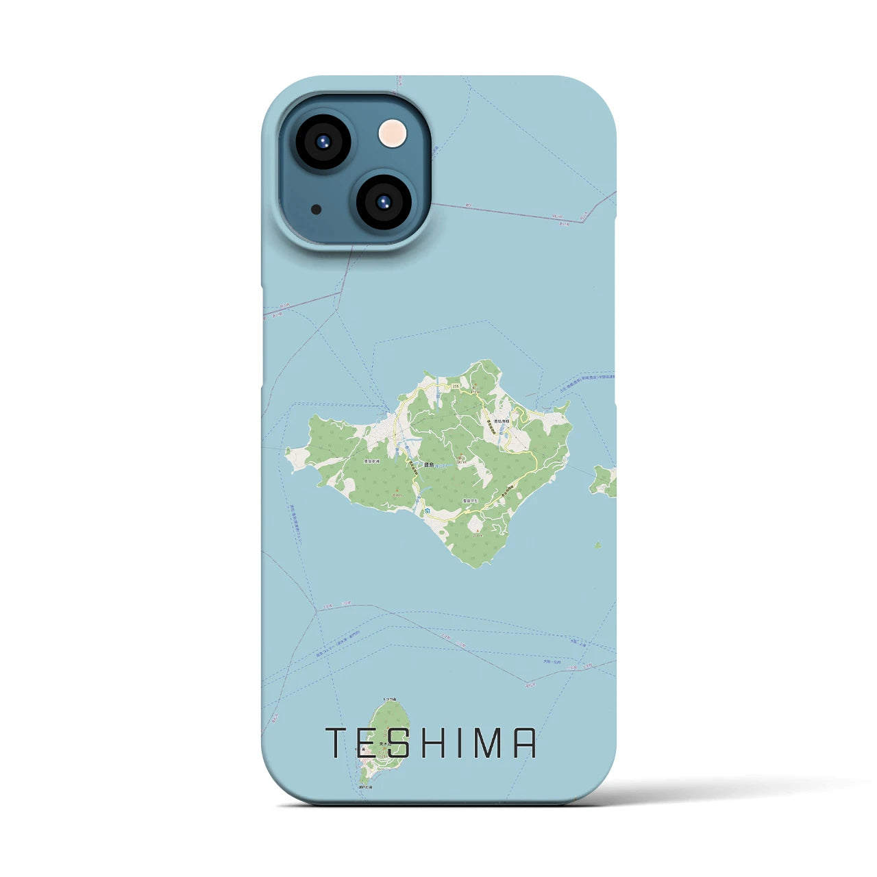 【豊島】地図柄iPhoneケース（バックカバータイプ・ナチュラル）iPhone 13 用