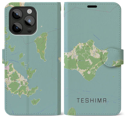 【豊島（香川県）】地図柄iPhoneケース（手帳タイプ）ナチュラル・iPhone 15 Pro Max 用
