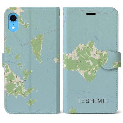 【豊島（香川県）】地図柄iPhoneケース（手帳タイプ）ナチュラル・iPhone XR 用