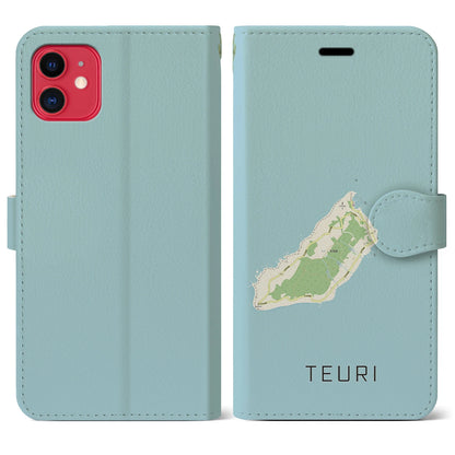 【天売（北海道）】地図柄iPhoneケース（手帳タイプ）ナチュラル・iPhone 11 用