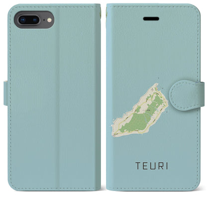 【天売（北海道）】地図柄iPhoneケース（手帳タイプ）ナチュラル・iPhone 8Plus /7Plus / 6sPlus / 6Plus 用