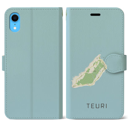 【天売（北海道）】地図柄iPhoneケース（手帳タイプ）ナチュラル・iPhone XR 用