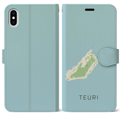 【天売（北海道）】地図柄iPhoneケース（手帳タイプ）ナチュラル・iPhone XS Max 用