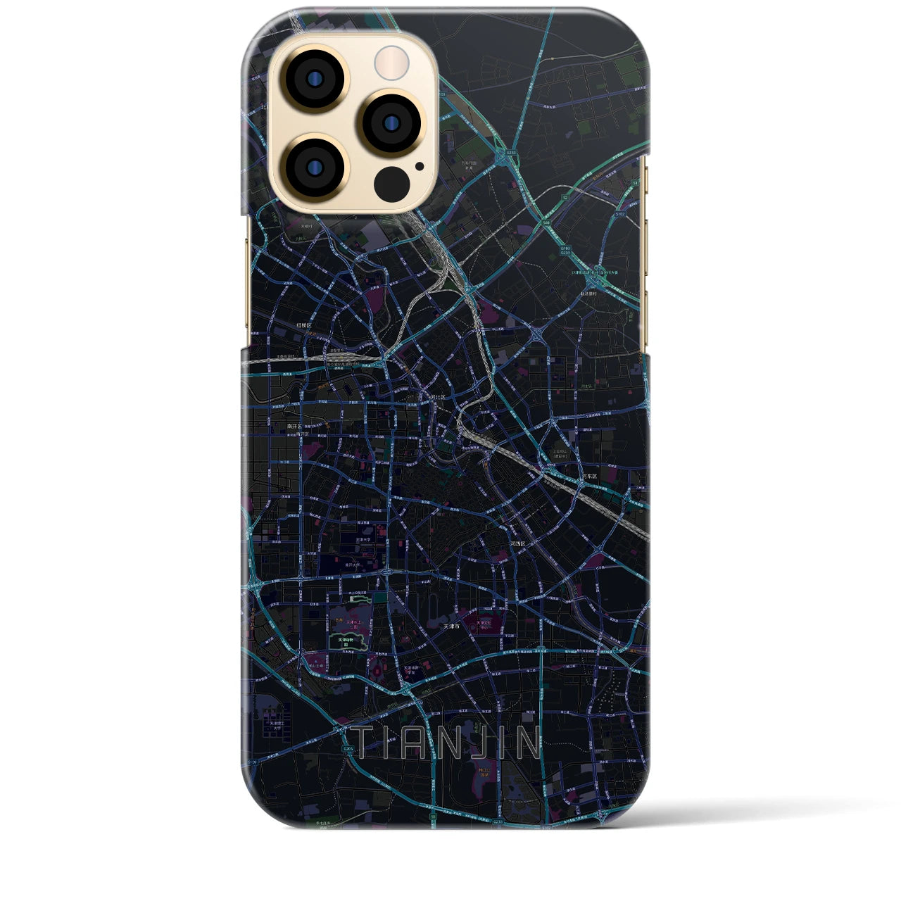 【天津】地図柄iPhoneケース（バックカバータイプ・ブラック）iPhone 12 Pro Max 用