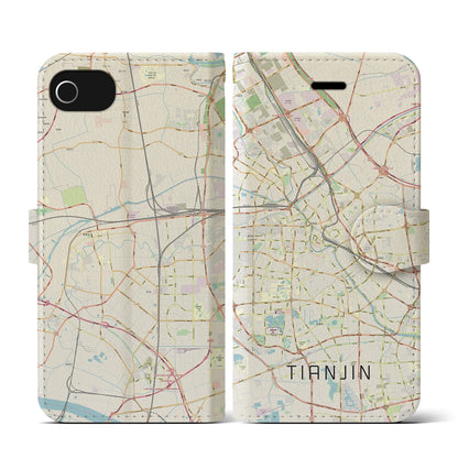 【天津（中華人民共和国）】地図柄iPhoneケース（手帳タイプ）ナチュラル・iPhone SE（第3 / 第2世代） / 8 / 7 / 6s / 6 用