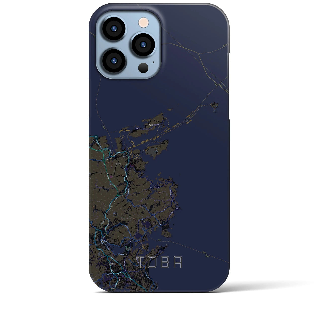 【鳥羽】地図柄iPhoneケース（バックカバータイプ・ブラック）iPhone 13 Pro Max 用
