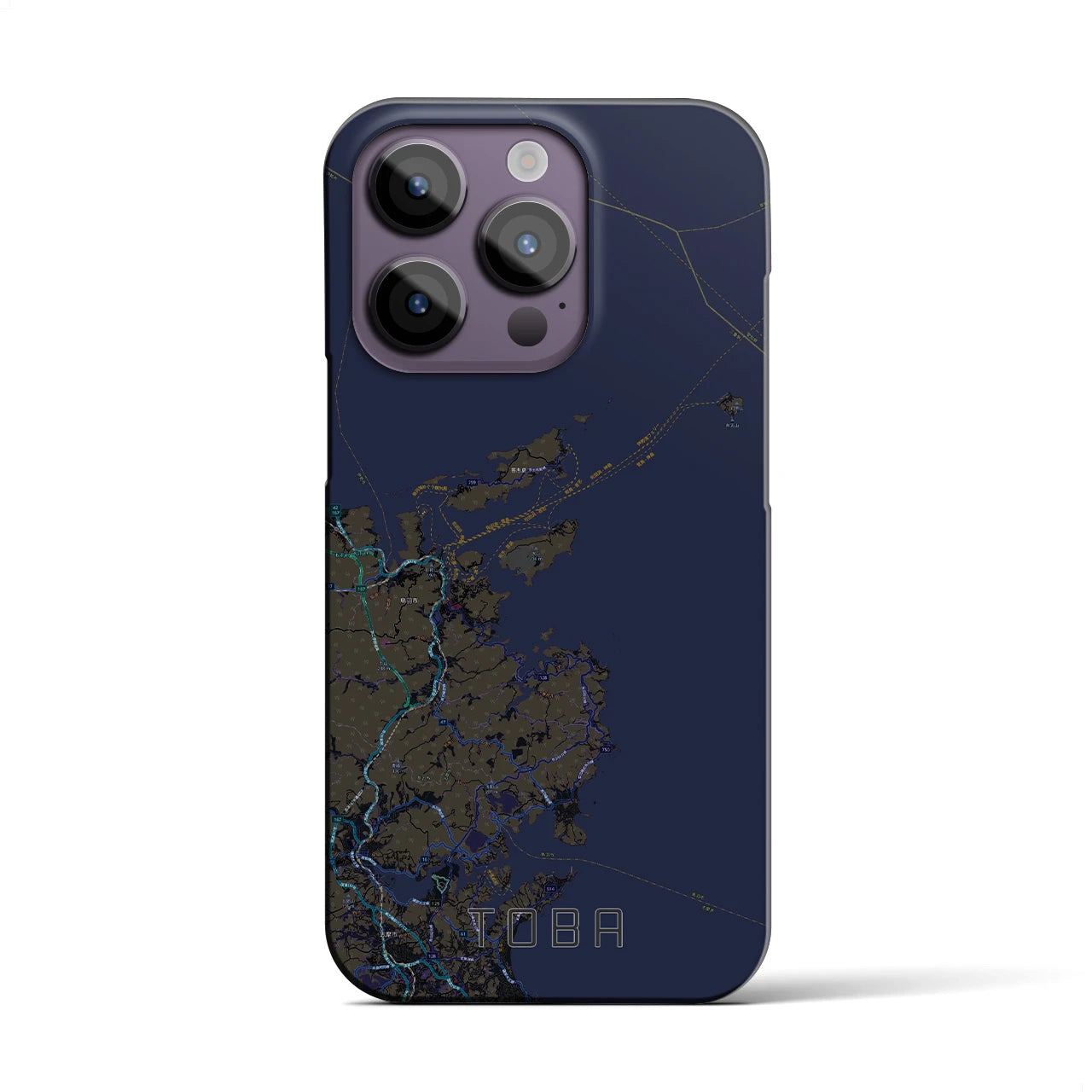 【鳥羽】地図柄iPhoneケース（バックカバータイプ・ブラック）iPhone 14 Pro 用