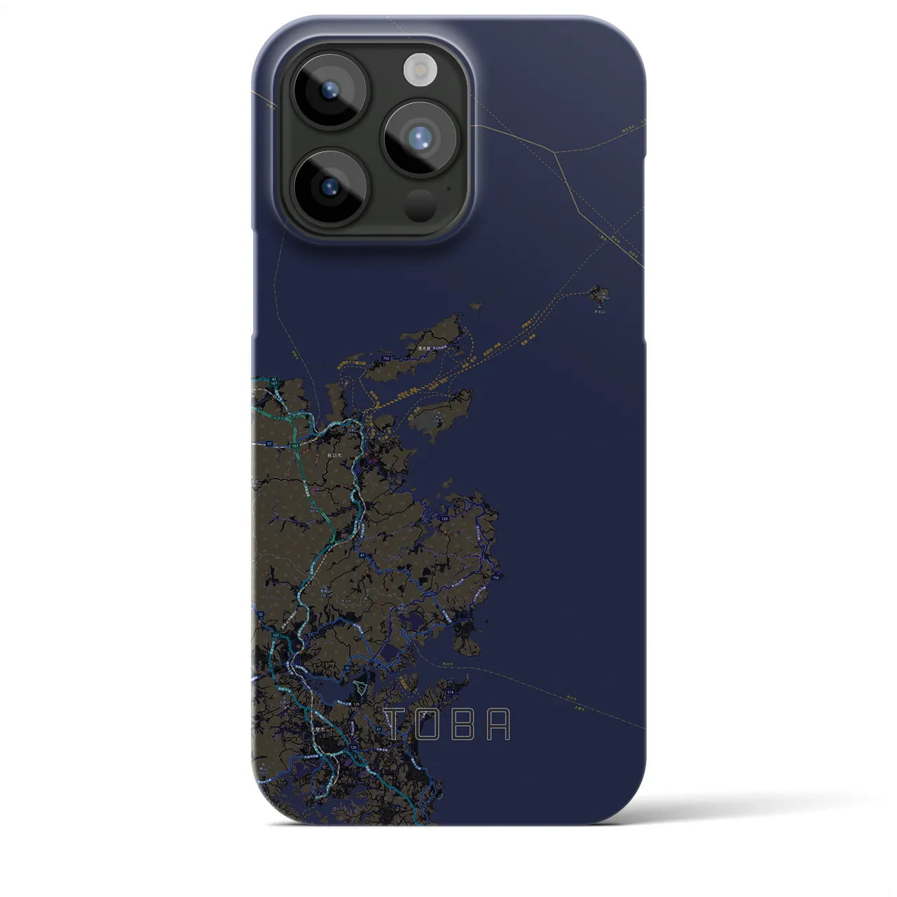 【鳥羽】地図柄iPhoneケース（バックカバータイプ・ブラック）iPhone 15 Pro Max 用