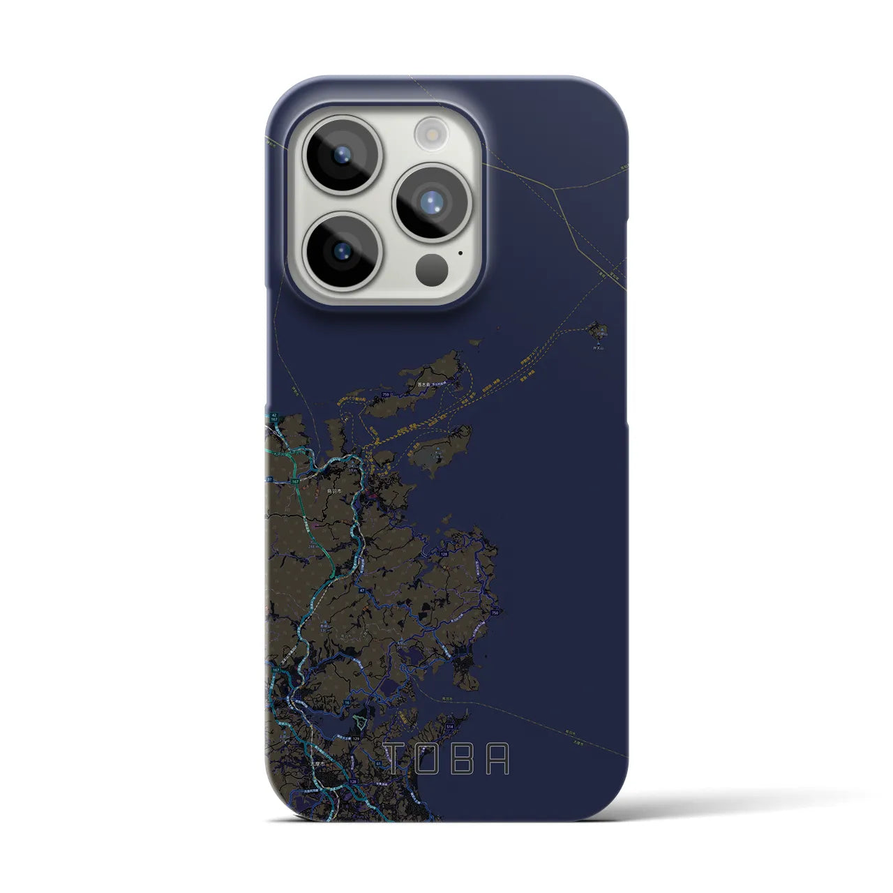 【鳥羽】地図柄iPhoneケース（バックカバータイプ・ブラック）iPhone 15 Pro 用