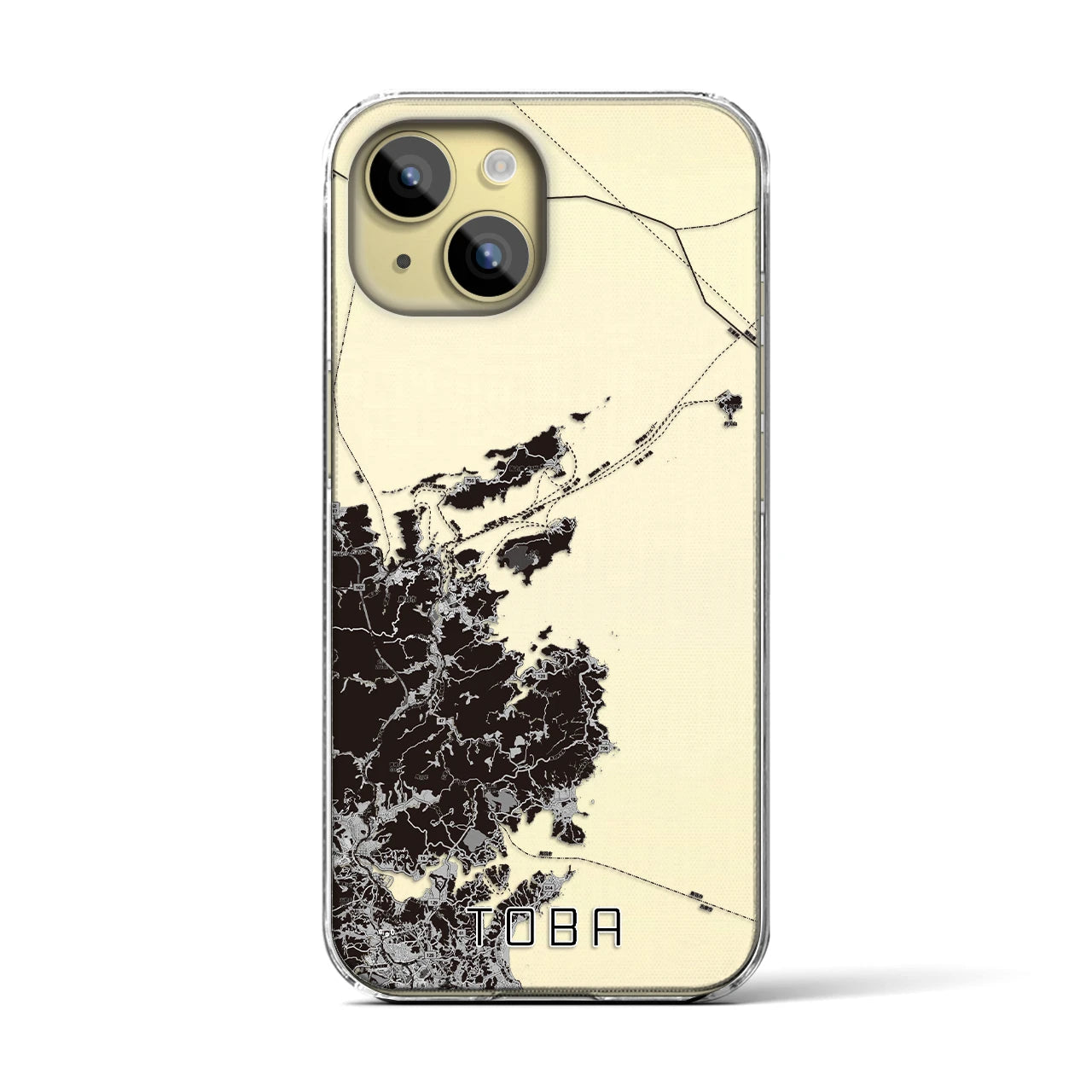 【鳥羽】地図柄iPhoneケース（クリアタイプ・モノトーン）iPhone 15 用