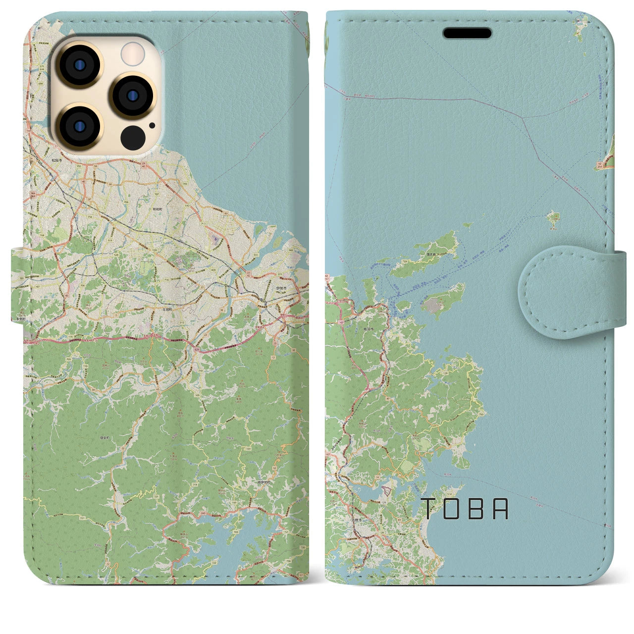 【鳥羽】地図柄iPhoneケース（手帳両面タイプ・ナチュラル）iPhone 12 Pro Max 用