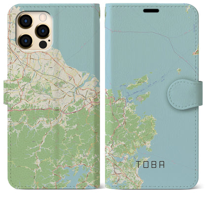【鳥羽（三重県）】地図柄iPhoneケース（手帳タイプ）ナチュラル・iPhone 12 Pro Max 用