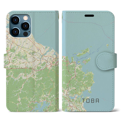 【鳥羽（三重県）】地図柄iPhoneケース（手帳タイプ）ナチュラル・iPhone 12 / 12 Pro 用