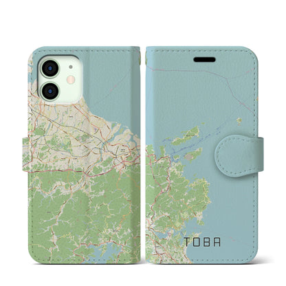 【鳥羽（三重県）】地図柄iPhoneケース（手帳タイプ）ナチュラル・iPhone 12 mini 用