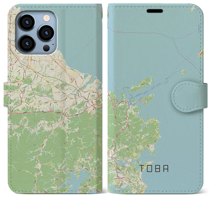 【鳥羽（三重県）】地図柄iPhoneケース（手帳タイプ）ナチュラル・iPhone 13 Pro Max 用