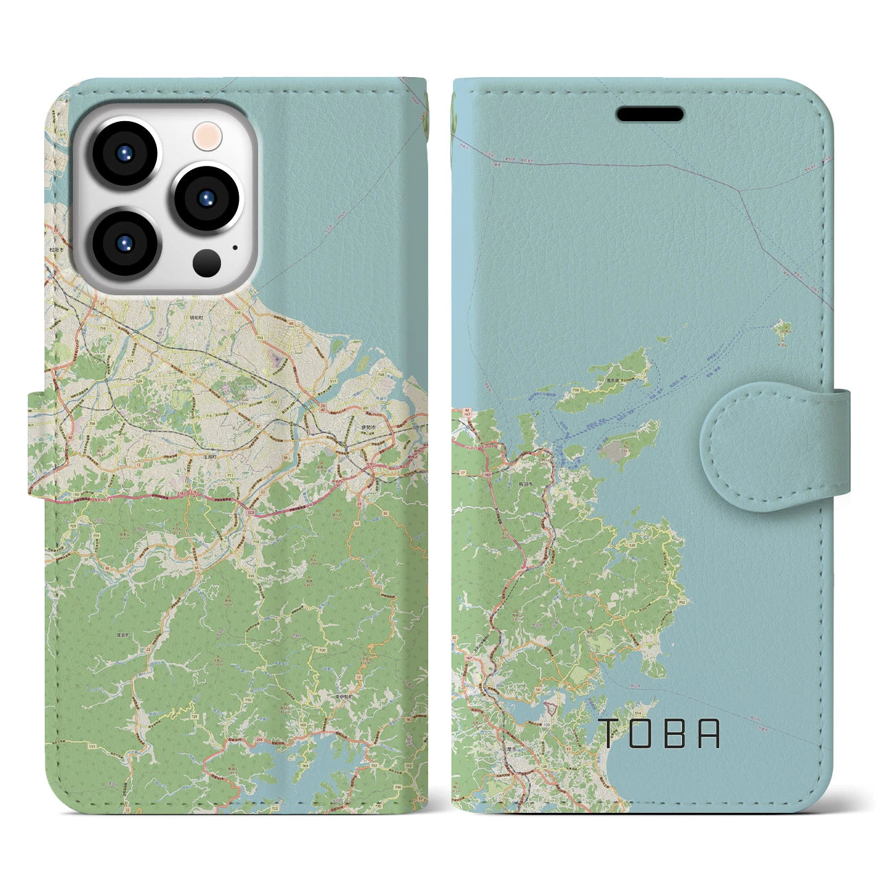 【鳥羽】地図柄iPhoneケース（手帳両面タイプ・ナチュラル）iPhone 13 Pro 用