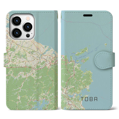 【鳥羽（三重県）】地図柄iPhoneケース（手帳タイプ）ナチュラル・iPhone 13 Pro 用