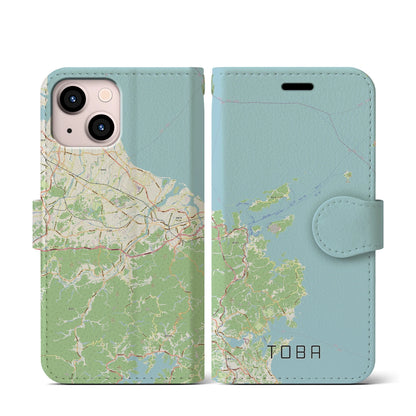 【鳥羽（三重県）】地図柄iPhoneケース（手帳タイプ）ナチュラル・iPhone 13 mini 用