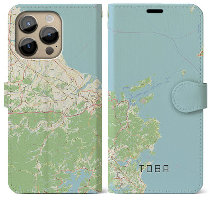 【鳥羽（三重県）】地図柄iPhoneケース（手帳タイプ）ナチュラル・iPhone 14 Pro Max 用