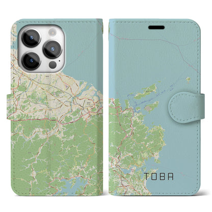 【鳥羽（三重県）】地図柄iPhoneケース（手帳タイプ）ナチュラル・iPhone 14 Pro 用