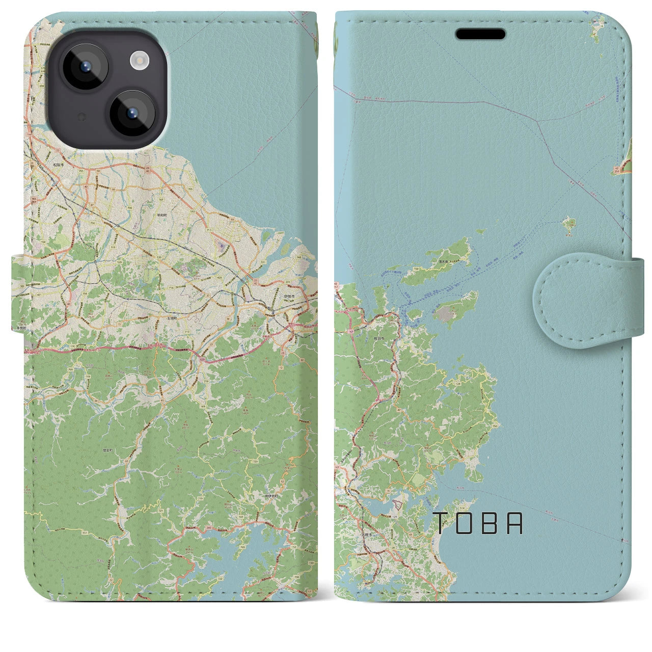 【鳥羽】地図柄iPhoneケース（手帳両面タイプ・ナチュラル）iPhone 14 Plus 用