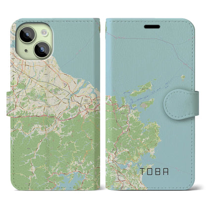 【鳥羽（三重県）】地図柄iPhoneケース（手帳タイプ）ナチュラル・iPhone 15 用