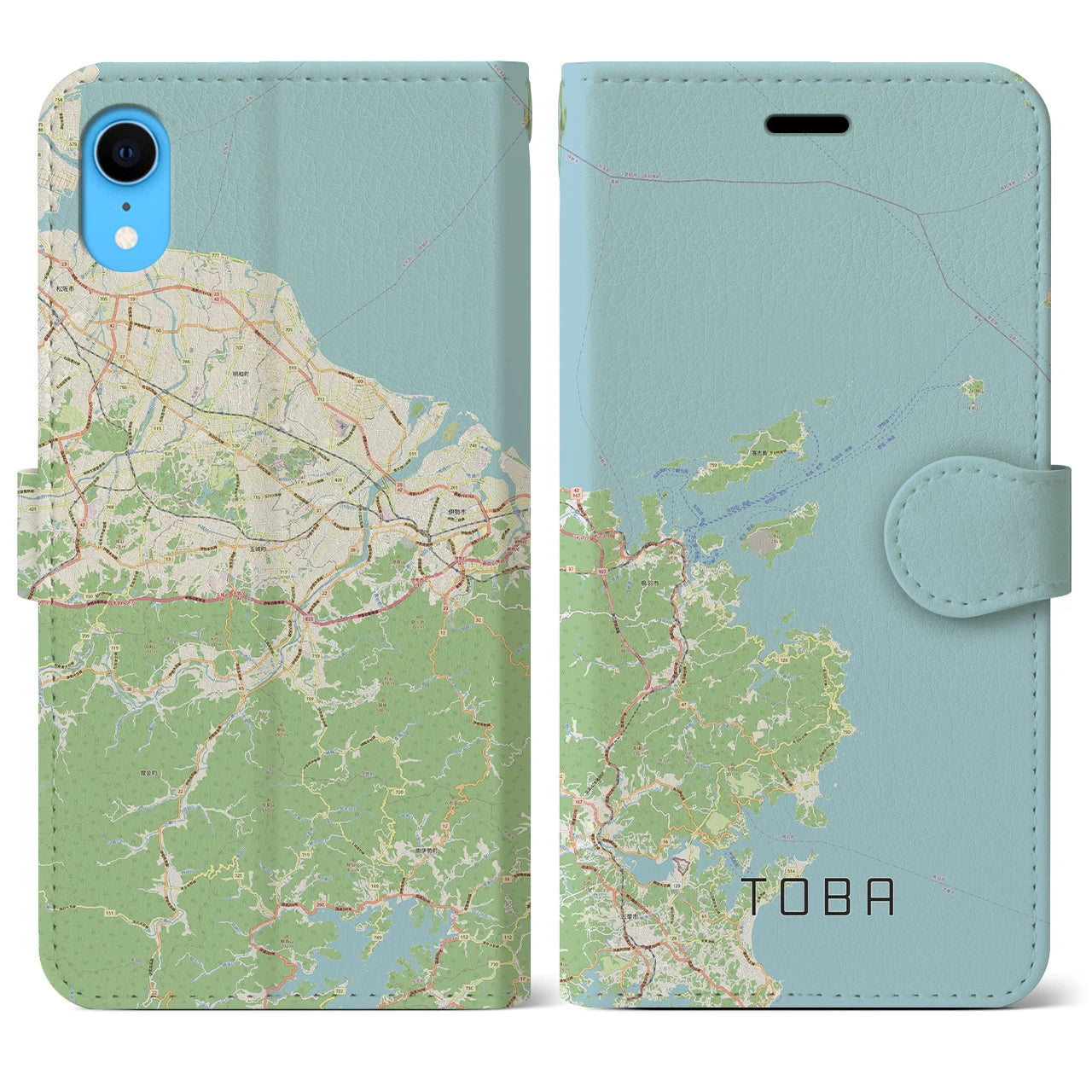 【鳥羽】地図柄iPhoneケース（手帳両面タイプ・ナチュラル）iPhone XR 用